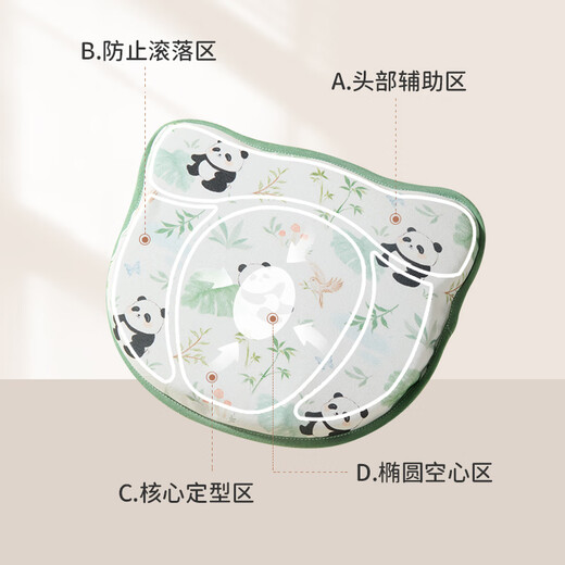 Ipoosi Baby Styling-Kissen für Neugeborene Babys 0-3-6 Monate alt und über alle Jahreszeiten atmungsaktives Silikon-Kühlkissen [verbessertes Modell 0-2 Jahre alt] Bamboo Shadow Panda