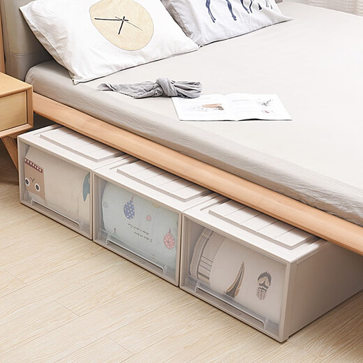 Ju Hakka drawer clothing storage box thickened transparent wardrobe sorting box storage box extra large plastic clothing storage box F3523 first floor