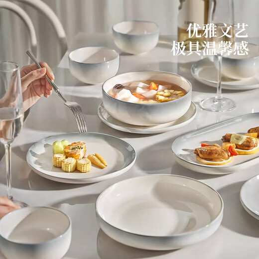 Ink-colored underglaze colored bowls and plates tableware set for home use 2025 high-end ceramic bowls and plates for moving into a new home, 36 pieces of bowls and chopsticks