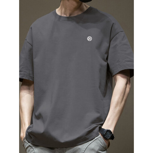 Impresswit Spirit Young Man Camiseta de manga corta Trendy American Summer Round Neck Versatil Casual 2025 New Fashion Brand Top White-1365 de manga corta [sugerido 80-110Jin [Jin equivale a 0,5 kg]]]]