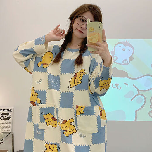 Liumanli lindo camisón para niñas en primavera y otoño verano de algodón puro pijama de manga larga para estudiantes de estilo de estilo de estudiantes puede usar ropa casera afuera de j16854 m