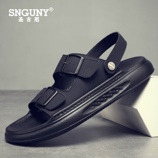 SNGUNY高端轻奢品牌凉鞋男2025夏季新款休闲百搭软底沙滩鞋外穿防滑凉 黑色9903 38 (240mm)