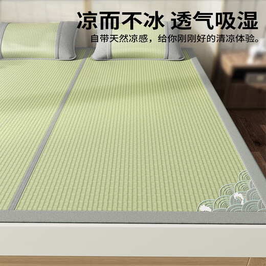 Aizhiran straw mat mat 2025 new summer rush mat baby can use household high-end straw mat folding mat Fulang fine woven mat丨single seat natural rush丨 1.5m5 feet bed 150cm*195cm