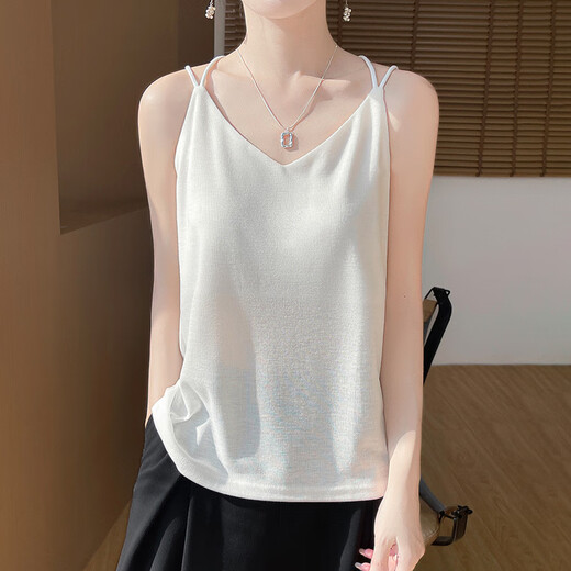 Gemila Knited Scoussen Gile pour femmes 2025 Été Nouveau style intérieur sans manches français arrière back top blanc xl 125-140jin [Jin est égal à 0,5 kg]