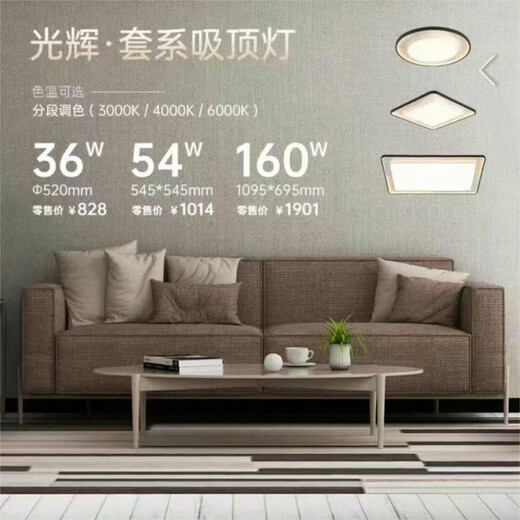 Yingtang 2025 new store Guanghui WCX11965 living room lights home bedroom ceiling lights modern and simple Guanghui 1095*695mm160W white and black