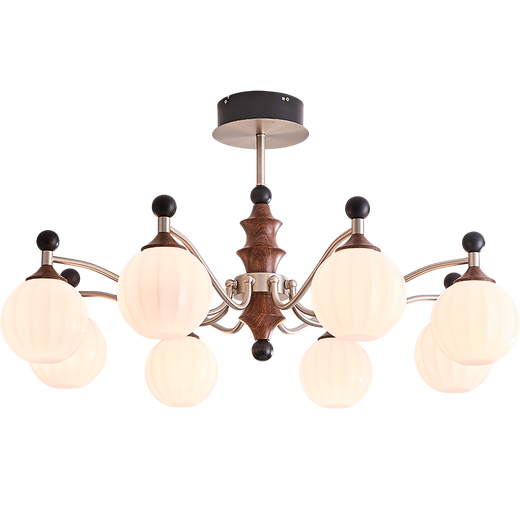 OPPLE full-spectrum smart chandelier, medieval-style Maillard large main lamp, high-end decorative chandelier, living room dining room lamp, living room, coffee bean 8-head full-spectrum smart control
