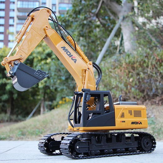 4DRC alloy excavator remote control car excavation engineering truck model children 3-6 years old toy boy birthday gift 6-channel remote control + alloy bucket yellow dual electric
