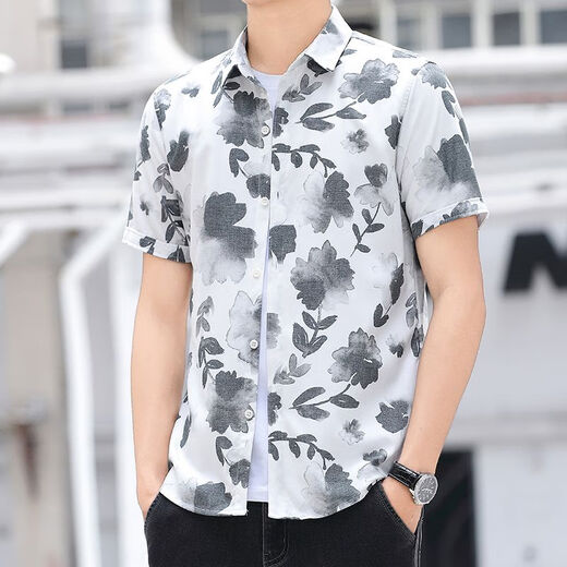 Pierre Cardin Summer Nuevo camisa de manga corta impresa para hombres camisa de negocios casual moderna de moda