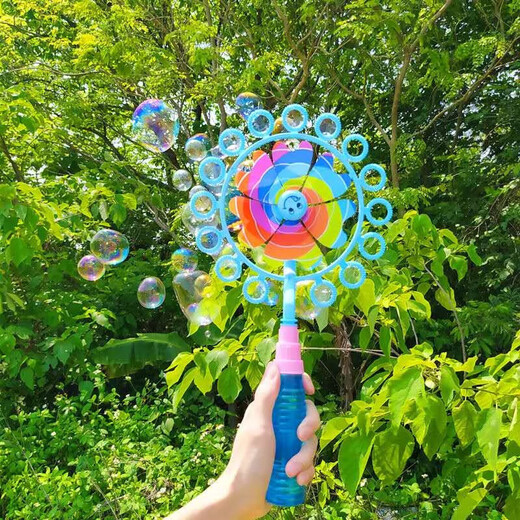 Kinderwindmühle Blasenmaschine Mädchen Ins Internet Promi Handheld Blasen Bubble Stick Kinder Vollautomatische Handspielzeug RED WINDMILL BUBBLE MACHE - eine Packung Bubble Flüssigkeit