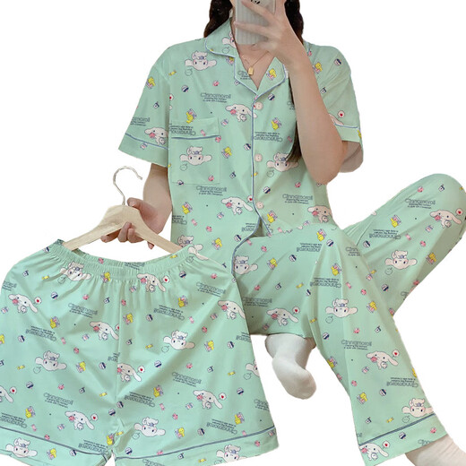 S.SOFEA春夏甜品玉桂狗短袖睡衣女三件套家居服 套KK14124# 175 L【建议100-120斤】