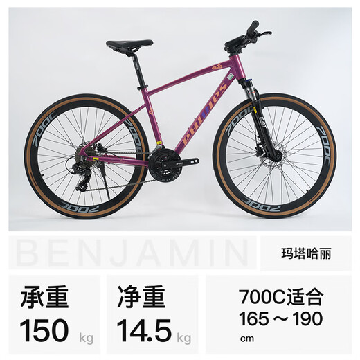 Philips (Phillips) Benjamin Series Gravel Road Bicycle adulte variable vitesse d'absorption d'amortisseur d'entrée de gamme hommes et femmes en montagne monte