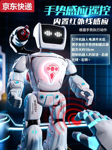奇立彩儿童智能编程遥控机器人玩具男孩手势感应早教语音对话生日礼物 水能发电机器人-礼盒装遥控/手势