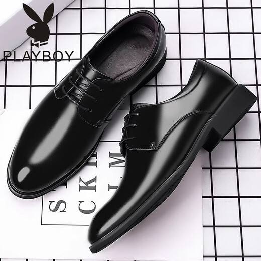 Playboy (Playboy Physical) Lederschuhe für Männer echtes Leder atmungsaktives Geschäft formelles Verschleiß lässiger Höhenverbesserung Herrenschuhe für Sommer Schwarze Britische Bräutigam Hochzeitsschuhe 9888 Schwarz 37 <Real Cowhide>