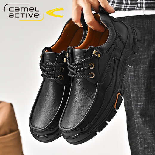 Kamel Dynamic Deutsch Kamel Casual Lederschuhe für Männer Echtes Leder im Freien Outdoor Outdoor-Gelegenheitsschuhe Nicht-Schlupf-Arbeitsschuhe mittleren Vaters Schuhe im mittleren Alter hellbraun (Top-Layer Cowide) 6198 44 Standard Lederschuhe Größe Größe