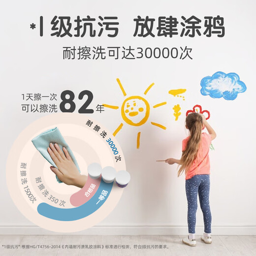 格来特儿童漆内墙乳胶漆净味墙面漆儿童乳胶漆环保抗菌防霉无甲醛可调色 栀子白【1391】 1kg*1件 300g