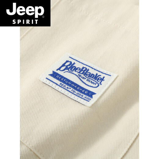 JEEP SPIRIT夏季工装衬衫男短袖感潮流纯棉痞帅纯色日系休闲百搭宽松衬衣 杏色 【1506】 M