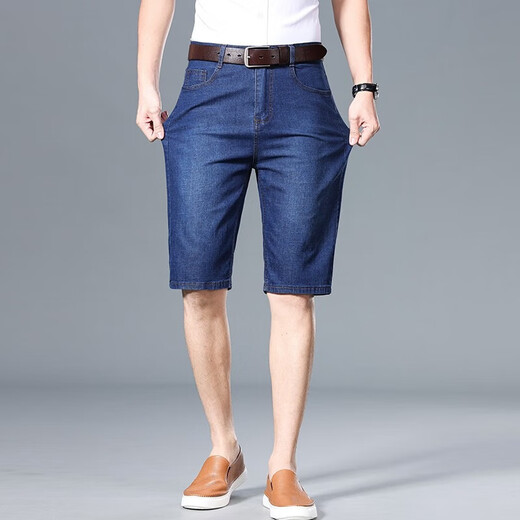 
Yalu men's denim shorts men's summer thin casual cropped pants trendy brand loose straight men's mid-pants summer new men's pants blue + dark blue (two pairs) 9850 33 (two feet six waist circumference)