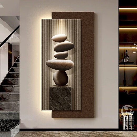 Mopai Stone läuft das Eingang dekoratives Gemälde moderne leichte Luxus bedeutet gute Korridor-Hängemalereien in die Tür LED Leuchtlampe Malmalereien Steinläufe D Modell 100*200cm80*200+80*167 Plug-in-Modellmodell
