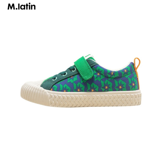 马·拉丁（M.Latin）女大童印花拼色帆布鞋12401S201X 森林绿 30
