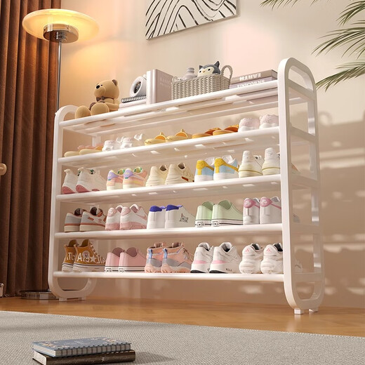 Kunfeng home entry shoe rack iron multi-layer door entry indoor dormitory rental house essential simple narrow shoe cabinet four layers white--45*23*58CM basic style