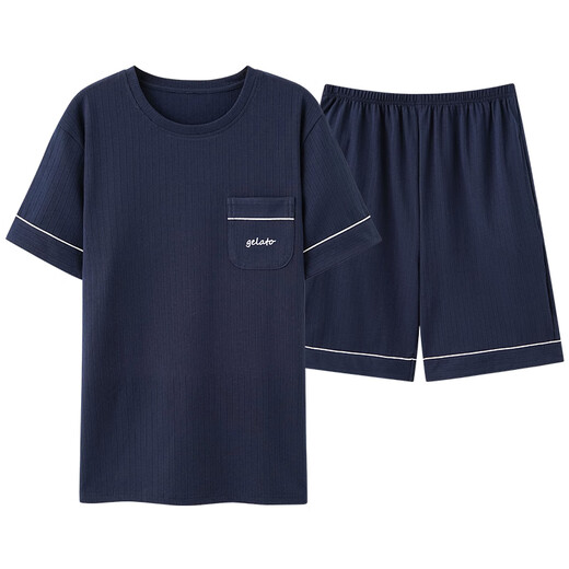 Los pantalones cortos de manga corta delgada de verano de los hombres de Sondr Pajamas se pueden usar en el exterior para el juego de ropa casera fresca de talla grande para hombres casuales, 9913# 2xl [sugerido 140-160Jin [Jin equivale a 0.5 kg] D