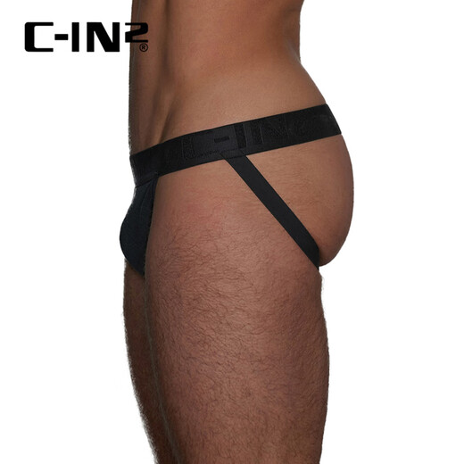 C-in2 Sommer Neue Männer-Tanga, Lyceler-Stoff leicht und bequem u konvex sexy Doppel-Tanga 9025 001 Schwarz 1 s für 2 Fuß 1-2 Fuß 3 Taille (28-30 Größen) geeignet.