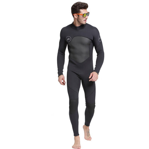 SBART 1.5mm one-piece swimsuit men's warm and cold-proof wetsuit long-sleeved one-piece trousers sun protection wetsuit 1283 black 1.5mm M