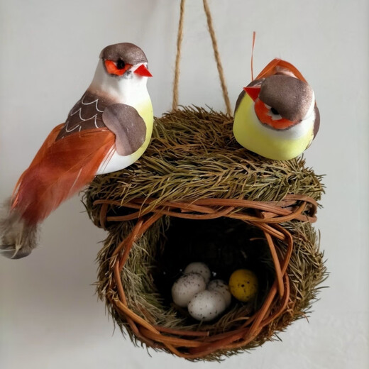 Runhua Nian Bird's Nest Bird's Nest Bird Supplies Bird Cage Handmade Straw Outdoor Pastoral Style Simulation Decoration Farmhouse Pendant Rattan Bird's Nest 1cm One