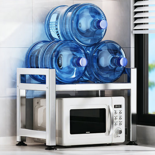 Kunfeng microwave oven rack rice cooker storage rack countertop 304 stainless steel kitchen double-layer storage rack oven rack double-layer length 53cm standard version reinforced and bold