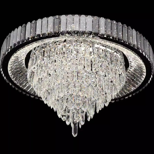 2024 nuevo estilo LED iluminación de cristal restaurante lámpara de araña lámpara de dormitorio decoración del hogar lámpara de techo al por mayor 9902 diámetro 80 CM control remoto de atenuación continua