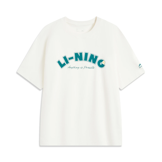 Li ning 2025 Sommer Neue Sporttrendserie Männer modische Eissensen komfortable feuchtigkeitsabsorbierende und schwitzende kurzärmelige Kulturhemd v683-1 milchy white m