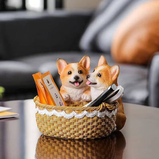 Yusenyi kreativer Hundeingangsschloss Aufbewahrungs Ornamente am Tür Eingang Schuhschrank Desktop Dekoration New Home Geschenk Handwerk Doppelgolden Retriever 14068y