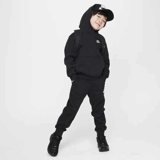 耐克幼童针织长裤秋季男童锥形针织棉运动裤官方NIKE CLUB HM9272 010黑 130 L