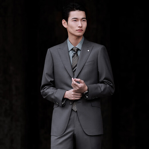 报喜鸟西服男装（单上衣）【澳洲羊毛】男时尚正装羊毛西服外套通勤西装 铁灰（单上衣） 48 B(175/100)