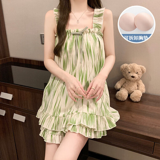 Xianxiqi Sommer-Frauenweste Shorts Set frische Wolke Baumwolle atmungsaktive Brustpolsterung HX-9721# L