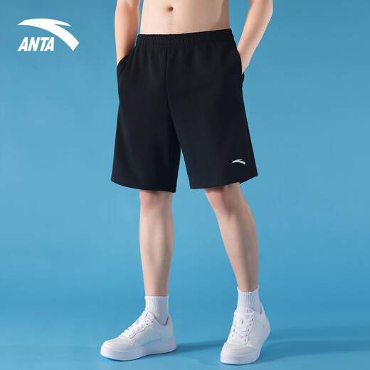 Anta Shorts Spring and Summer Men's and Women's Sports Shorts Loose Outdoor Breathable Basketball Leisure Pants Sports Running Quick Dry Crop Pants [Breathable Cotton Shorts] Basic Black-zipper Pocket L/175