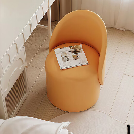 
Tingshi French light luxury bedroom high-end makeup stool internet celebrity simple backrest dressing table chair for girls single sofa [rotating] high back thumb beige-cat scratching leather