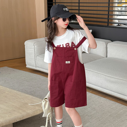 Harrow Little Yellow Duck HAL.Duck Girls Mode Overalls Anzug Sommer 2025 Neue Mädchen modische Kinder Mädchen große Kinder Sommerhosen Shorts Kurzarm + Overalls 120 cm