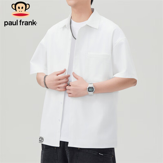 Big Mund Monkey (Paul Frank) kurzärärmiges Hemd Männer Sommer Trendy Casual Shirt Männer Solid Color Top einfache Jacke Männer weiß XL