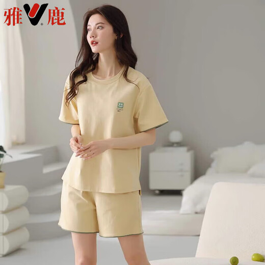Yalu -Pyjamas für Frauen im Sommer Reine Baumwollshorts Einfacher lässiger und dünner Baumwollstil für Outdoor -Kleidung. Z9856 M empfohlen 80-100jin [Jin ist 0,5 kg]