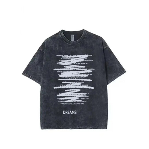 Opeodly American High Street Trendy Brand T-shirt à manches courtes pour garçons Retro Retro Trendy Casual Washing