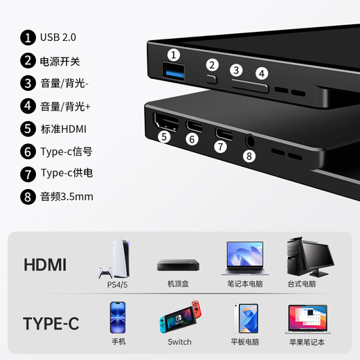 Wechensi portable monitor 18.5 inches 100Hz built-in audio vesa wall-mounted computer notebook switch mobile phone ps5 external game office PC monitor 18.5 inches 1080p 100Hz non-touch SF18