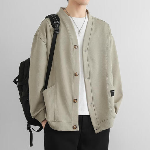 HUALIN FASHION collar sweater men's spring and autumn fashion brand casual lazy style cardigan jacket feeling Japanese jacket top BJ723 black M (about 90-110Jin [Jin equals 0.5 kg] can be worn)