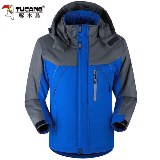 Woodpecker Men's Jacket Autumn and Winter Winter Jacket Warm and Velvet Thickened Outdoor Windproof Jacket Jacket Work Clothes 20210/FGT888 Black XL