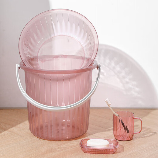 
Student dormitory thickened plastic bucket with water bucket for household water storage bathroom hand-held laundry bucket transparent bucket 1049 random color medium size