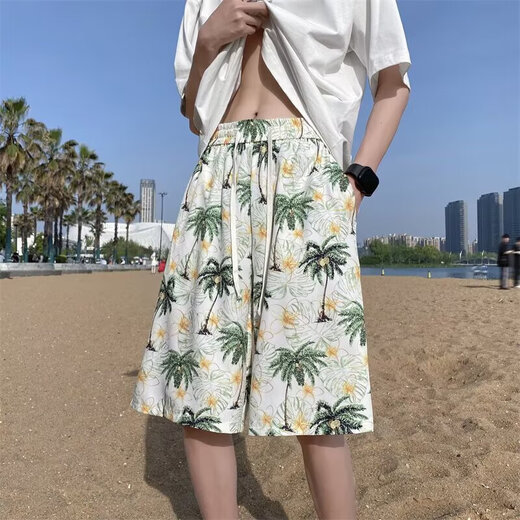 Shorts polyvalents de la rue High Street japonais Brands à la mode masculins à cinq points Pantalons consécutifs sportifs décontractés White Yiku Factory 677 3xl [150-165jin [Jin est égal à 0,5 kg]]]