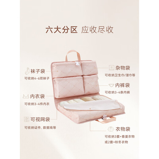 里序旅行收纳袋行李箱收纳整理包衣物内衣内裤分装袋出门方便携带 日光灰 【短途/轻量出行新方式】