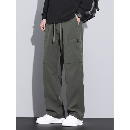 Semir American trendy brand work pants men's loose straight paratrooper pants 2025 summer thin sports casual pants 9856-military green regular M merchant 90~110Jin Jin equals 0.5 kg