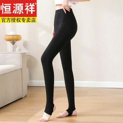 恒源祥加肥加大码莫代尔棉打底裤女外穿胖MM显瘦春夏季薄款高腰妈妈秋裤 6625-1平脚款-黑色 S 85-105斤