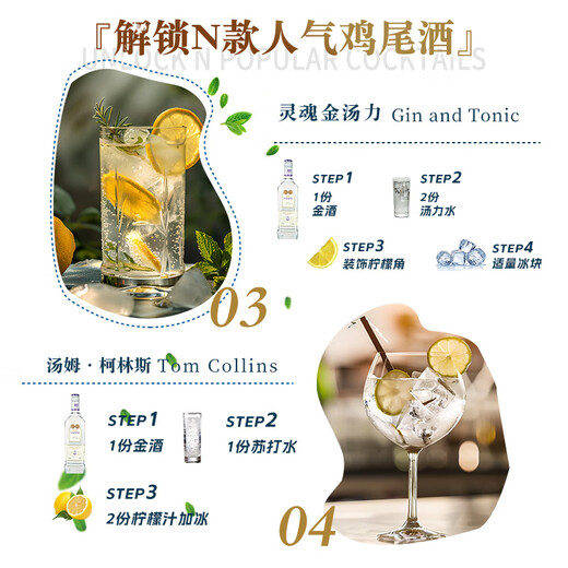 莎堡皇（FAST.KING）金酒洋酒金汤力酒调酒杜松子基酒700ml 【金酒+白朗姆酒】金菲士